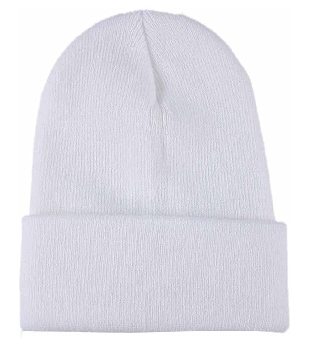 Skullies & Beanies Unisex Slouchy Knitting Beanie Hip Hop Cap & Warm Winter Ski Hat - White - CW187R8L6AL
