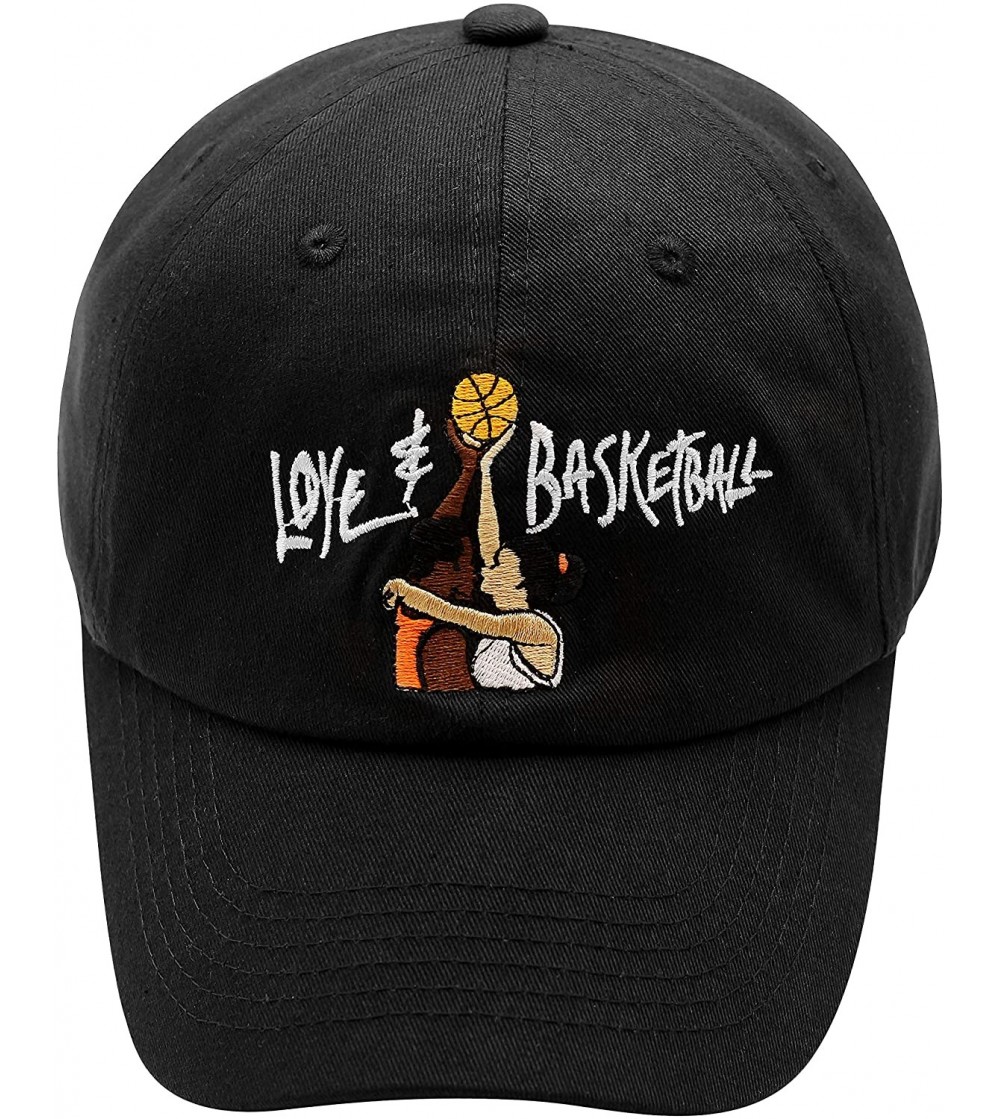 Baseball Caps Love and Basketball Dad Hat Cotton Baseball Cap Adjustable Baseball Caps Unisex - Black - CH184T037EW