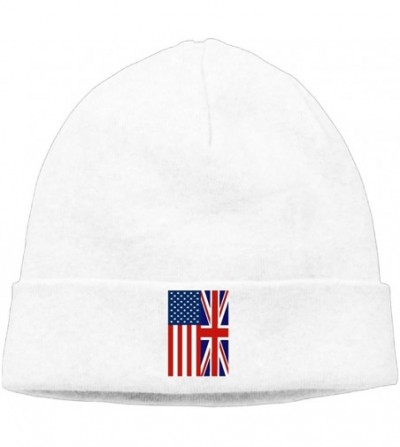 Skullies & Beanies Soft Knit Cap for Mens and Womens- British American Flag Stocking Cap - White - CQ18K5QI282