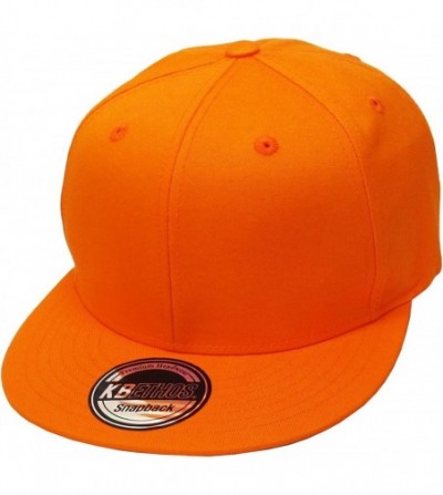 Baseball Caps Classic Snapback Hat Blank Cap - Cotton & Wool Blend Flat Visor - (4.2) Orange - CP11YMPG7WV