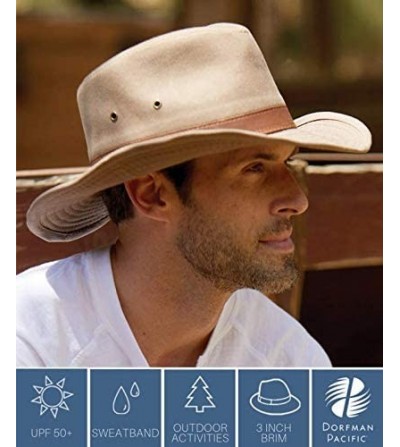 Cowboy Hats Men's Twill Outback Hat - Khaki - CE112HL1G5F