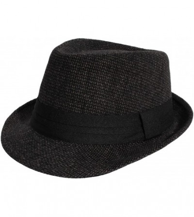 Fedoras Men's Women's Manhattan Structured Gangster Trilby Wool Fedora Hat Classic Timeless Light Weight - Brown - CD18R3GR5Y9