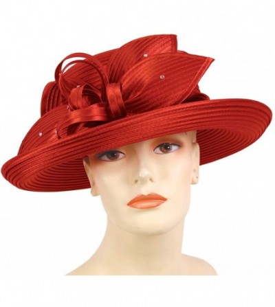 Sun Hats Women's Satin Ribbon Year Round Church Derby Dress Hats HL26 - Rust - CX12NRHZ6AD