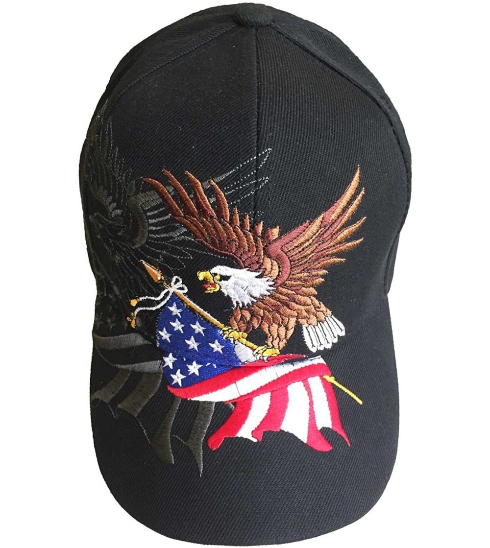 Baseball Caps Patriotic American Flag Design Baseball Cap USA 3D Embroidery - Black - CN11WPGRYFN