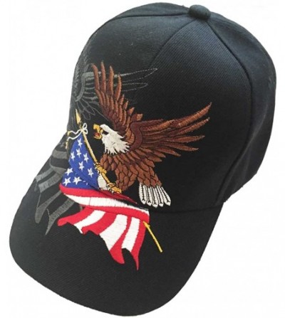 Baseball Caps Patriotic American Flag Design Baseball Cap USA 3D Embroidery - Black - CN11WPGRYFN