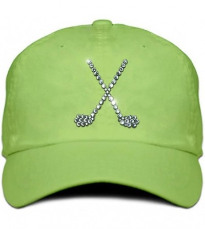 Baseball Caps Ladies Cap with Bling Rhinestone Design of Crossed Clubs - Lime - CF184WZTX2U