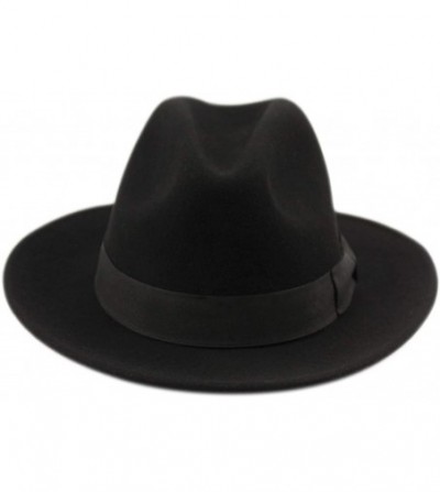 Fedoras Men's Wool Felt Outback Hat - He51black - C7128UB55O3