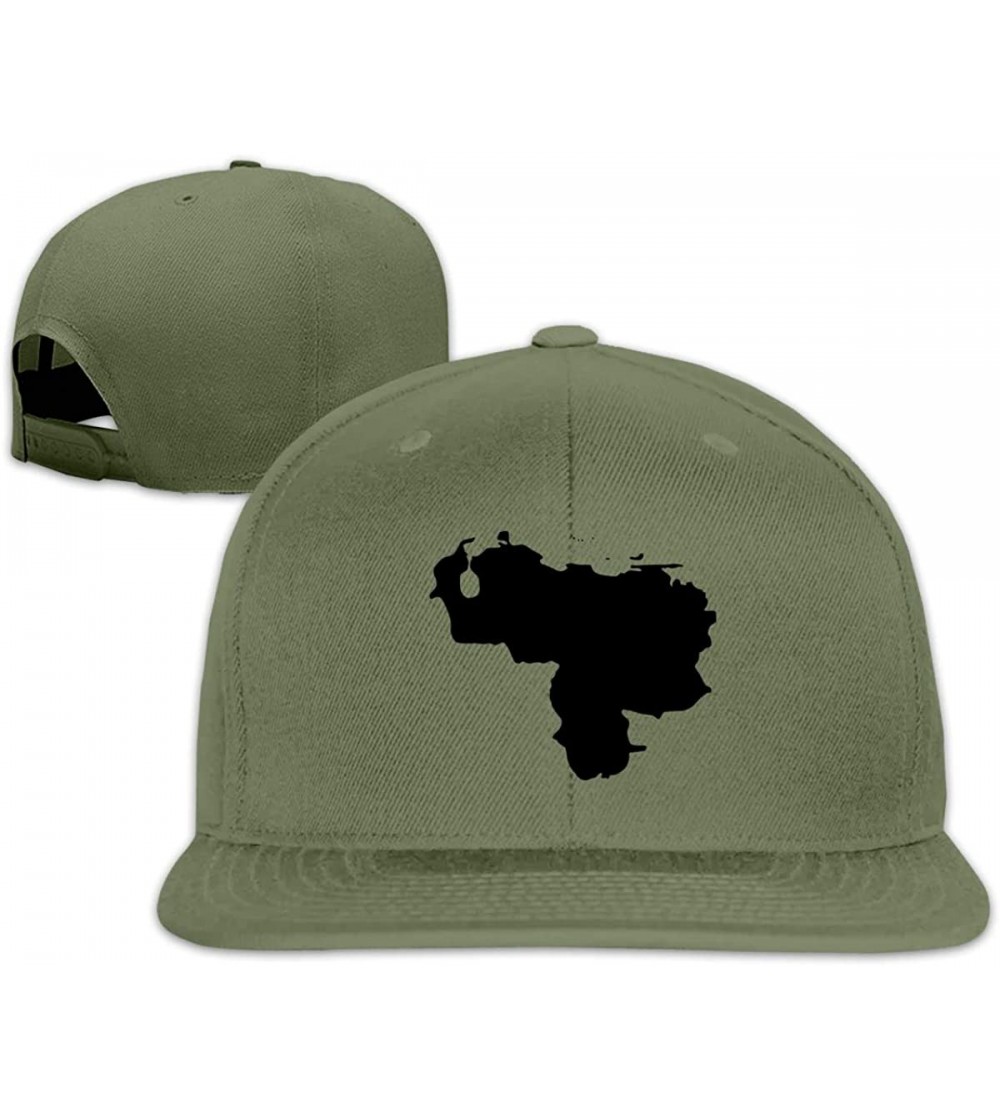 Baseball Caps Venezuela Map Snapback Hat Adjustable Solid Flat Bill Baseball Caps Mens - Moss Green - C9196XOAG90