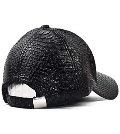 Baseball Caps Snakeskin-Leather Baseball-Cap Unisex Casual-Dad-Hat Adjustable Snapback for Women Men - Black - CC18XIZISXD