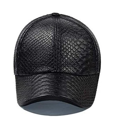 Baseball Caps Snakeskin-Leather Baseball-Cap Unisex Casual-Dad-Hat Adjustable Snapback for Women Men - Black - CC18XIZISXD