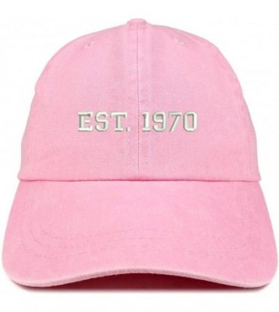 Baseball Caps EST 1970 Embroidered - 50th Birthday Gift Pigment Dyed Washed Cap - Pink - CH180QEQ7RG