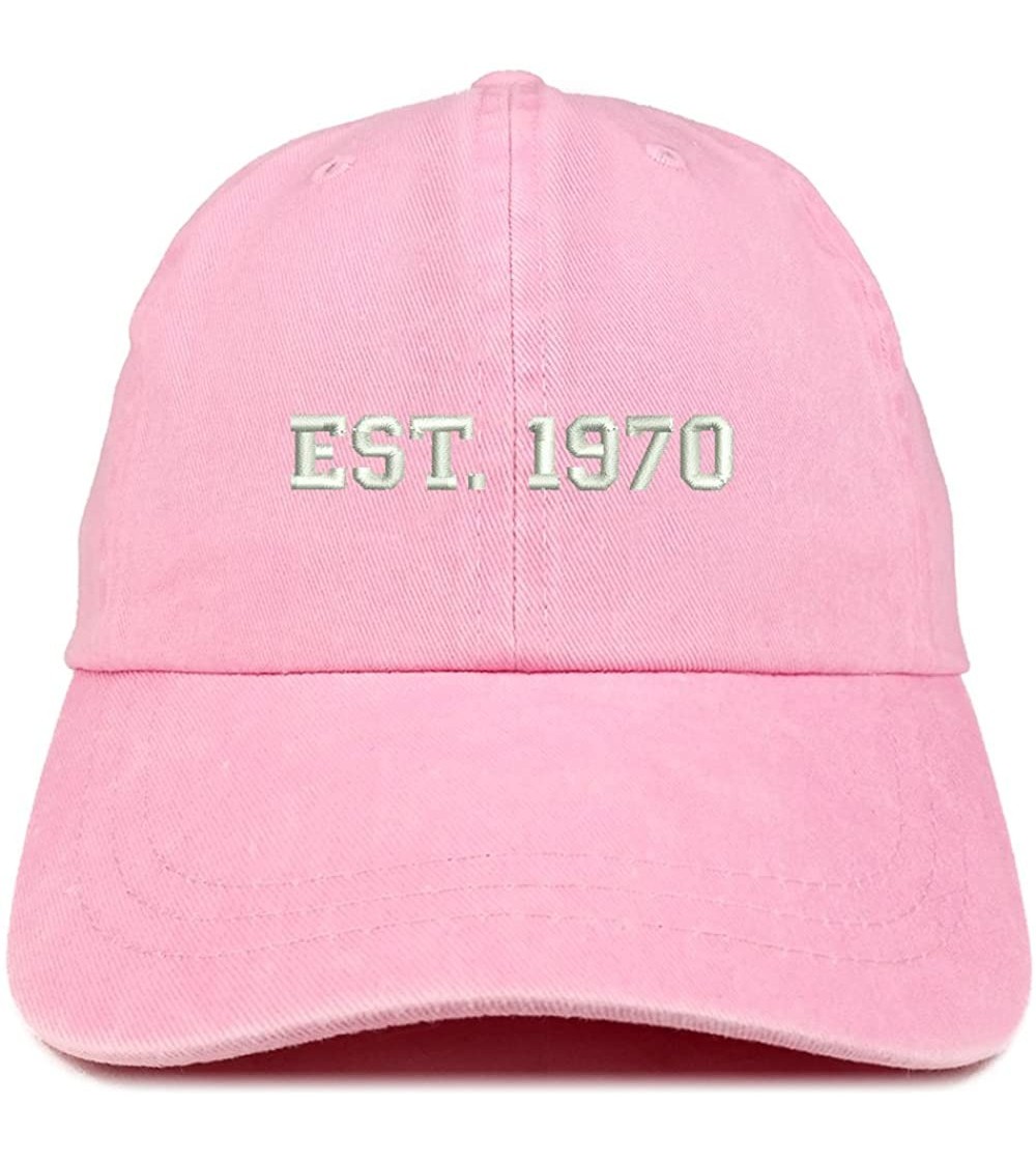 Baseball Caps EST 1970 Embroidered - 50th Birthday Gift Pigment Dyed Washed Cap - Pink - CH180QEQ7RG