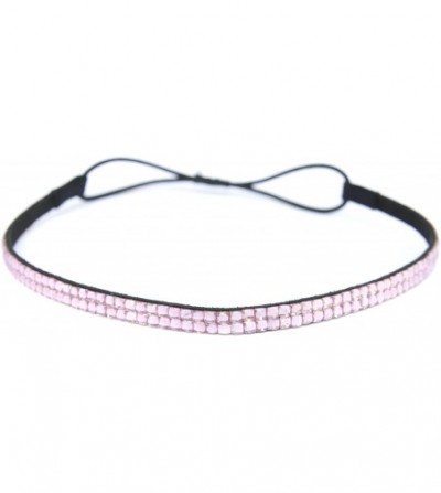 Headbands Two Row Rhinestone Elastic Stretch Headband Accessory - Light Pink Thin Headband - C511DDJYXQ9