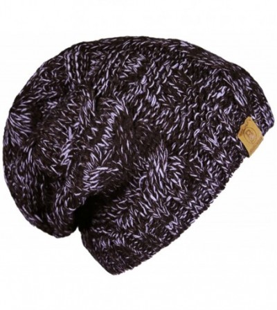 Skullies & Beanies Unisex Warm Chunky Soft Stretch Cable Knit Beanie Cap Hat - Melange Brown-102 - CH12N0K7VOY