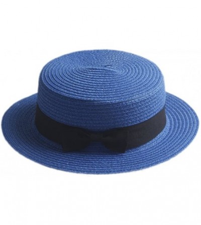 Sun Hats Fashion Women Men Summer Straw Boater Hat Boonie Hats Beach Sunhat Bowler Caps - Royal Blue - CD183674U08