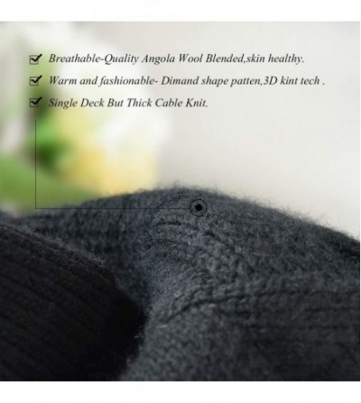 Skullies & Beanies Winter Hats for Women Fur Pom Pom Hats Knitted Cuff Bobble Beanie Warm Wool Ski Cap - Black+black Raccoon ...
