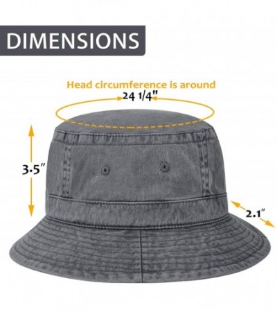 Bucket Hats Washed Cotton Denim Bucket Hat Packable Summer Travel Outdoor Fishing Cap - "Grey (Head Circumference 24 1/4"")" ...
