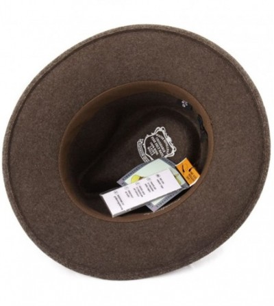 Fedoras Men's Classic Traveller III Wool Felt Fedora Hat Packable Water Repellent - Marron - C41237YNKF9