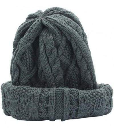 Berets Unisex Knit Baggy Beanie Beret Winter Warm Oversized Ski Cap Hat - Gray - CE12N3ASGH3