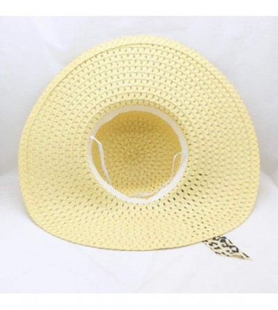 Sun Hats Sunhat for Women - Elegant Leopard Bowknot Folding Beach Cap Big Brim Straw Hat Sunshade Floppy Wide Brim Hats - C01...