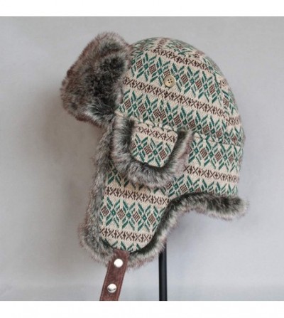 Bomber Hats Knitted Russian Women Winter Aviator Trapper Hat with Faux Fur Lining Hat - Color L - CF18XKT65C5