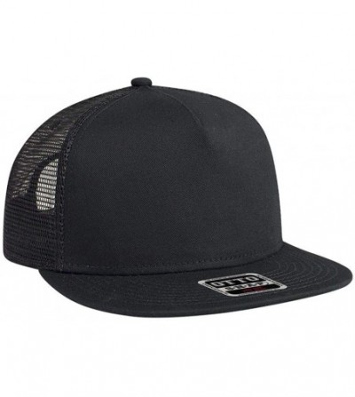 Baseball Caps Round Flat Visor SNAP 5 Panel Mesh Back Trucker Snapback Hat - Black - CI180D3HMXS