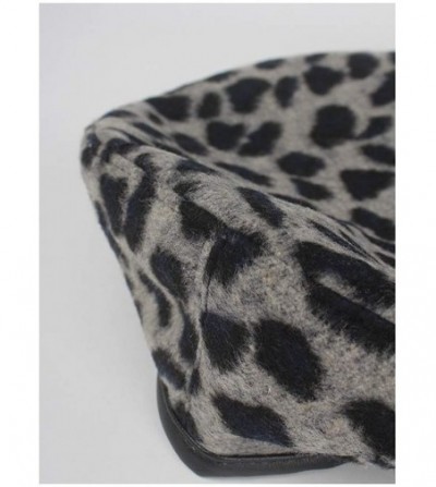 Berets Women French Style Vintage Leopard Print Wool Soft Winter Warm Beret Beanie Hat - Black - C118MD73CE8