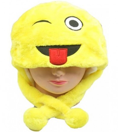 Skullies & Beanies Plush Soft Animal Beanie Hat Halloween Cute Soft Warm Toddler to Teen - Emoji Wink & Tongue - CM189U33UT5
