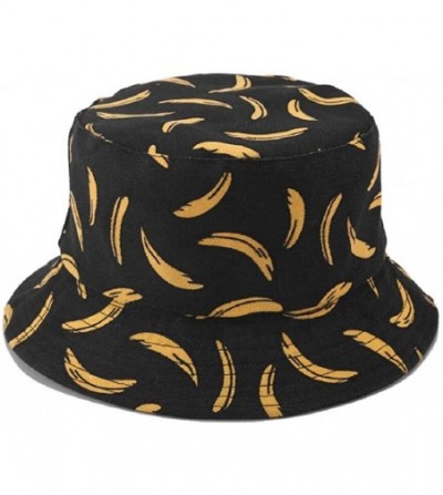 Bucket Hats Banana Bucket Hat Packable - Fisherman Cap Cotton - Black - CU18YU9EX0U