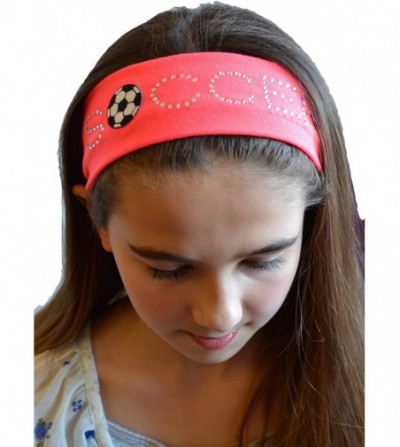 Headbands SOCCER BALL Rhinestone Cotton Stretch Headband for Girls- Teens and Adults Soccer Team Gifts - Royal Blue - CC11BHA...
