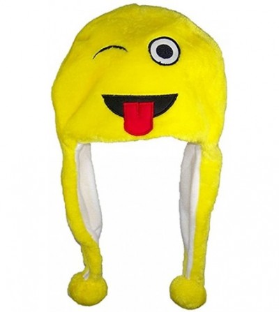 Skullies & Beanies Plush Soft Animal Beanie Hat Halloween Cute Soft Warm Toddler to Teen - Emoji Wink & Tongue - CM189U33UT5