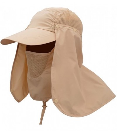 Sun Hats Summer Outdoor Sun Protection Fishing Cap Removable Neck Face Flap Cover Caps for Men Women - Khaki - C718CU6QED6