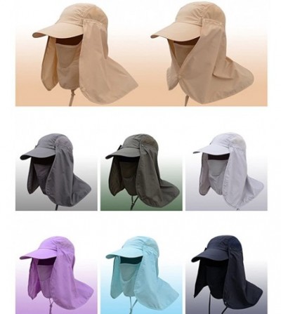 Sun Hats Summer Outdoor Sun Protection Fishing Cap Removable Neck Face Flap Cover Caps for Men Women - Khaki - C718CU6QED6