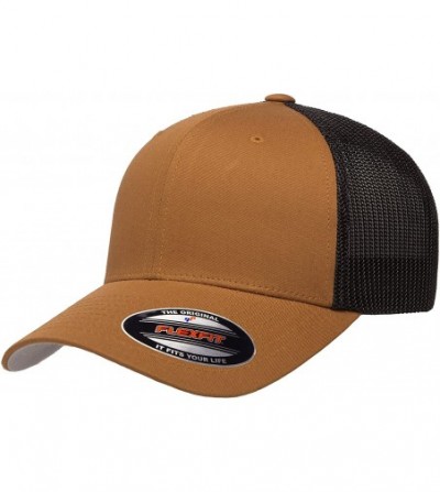 Baseball Caps Trucker Mesh Fitted Cap - Caramel/Black - CR18WZX2L5L