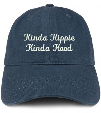 Baseball Caps Kinda Hippie Kinda Hood Embroidered Brushed Cotton Cap - Navy - C8188T97EXY