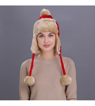Skullies & Beanies Warm Women Winter Hat with Ear Flaps Snow Ski Thick Knit Wool Beanie Cap Hat - Red 5 - CI1880M4Y7A