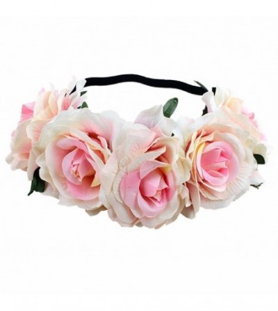 Headbands Rose Floral Crown Garland Flower Headband Headpiece for Wedding Festival (Pink) - Pink - CO18CGEOSNZ