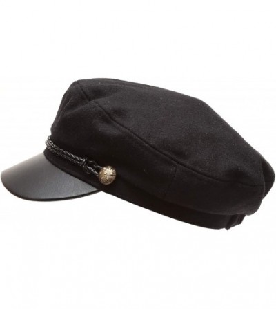 Newsboy Caps Women's Classic Mariner Style Greek Fisherman's Sailor Newsboy Hats with Comfort Elastic Back - Black-black - CD...