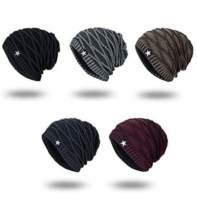 Skullies & Beanies Unisex Mens/Womens Winter Warm Plush Lined Knit hat Beanie Hat Cap - B-navy - CT1935SKO34