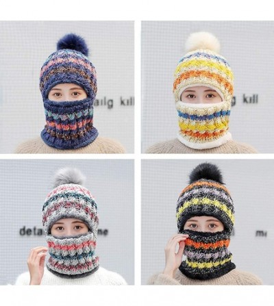Skullies & Beanies Fleece Lined Women Knit Beanie Scarf Set for Girl Winter Ski Hat with Pompom - B1-gray - CJ18AY9GMWT