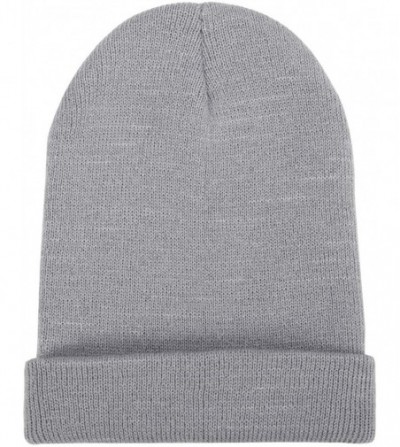 Skullies & Beanies Beanie Hat for Women Men Elastic Knit Warmer Ears Winter Ski Skull Cap Cuffed Solid Color - Grey - CZ18AHG...