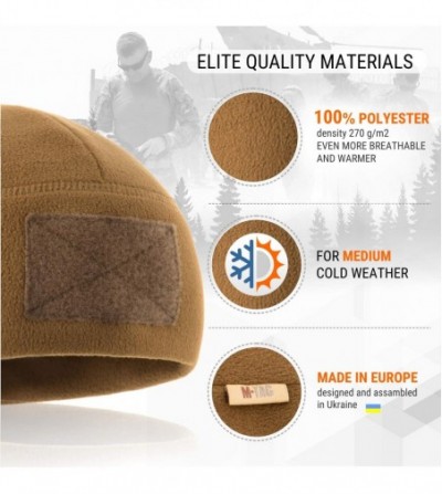 Skullies & Beanies Tactical Beanie Fleece Watch Cap - Winter Hat Elite - Patch Panel - Coyote Brown - CA18LTGZ32O