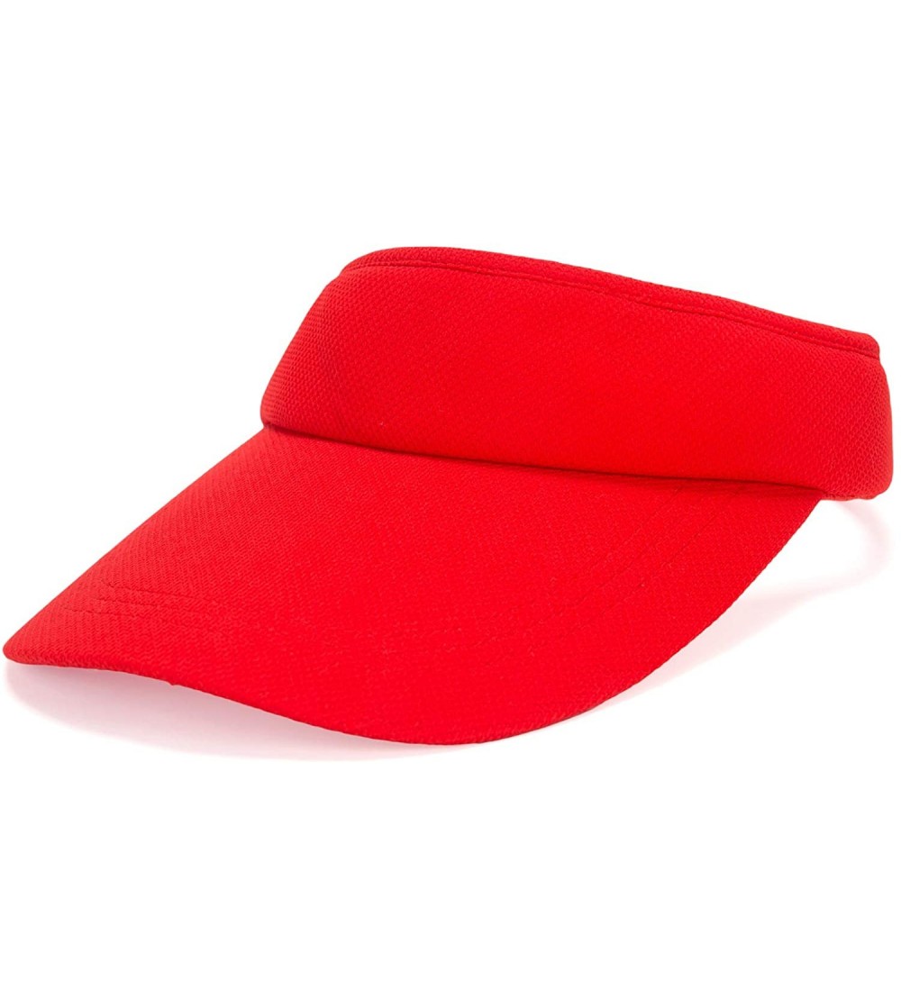 Visors Sun Sports Visor Quick-Drying Cap Wild Brim Polyester Unisex Hats for Outdoor Activities - Red - C818QXG3N77
