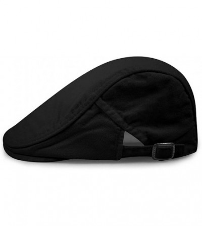 Newsboy Caps Men's 100% Cotton Solid Ivy Summer Newsboy Hats with Buckle - Black - CU18ESM53RQ