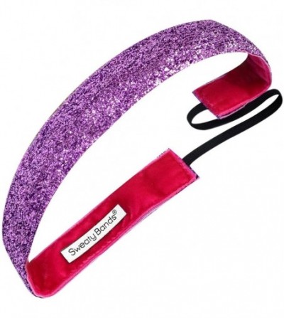 Headbands Womens Girls Headband - Non-Slip Velvet-Lined Glitter Hairband - Viva Diva Pink 1-Inch - CN11CS5BYLB