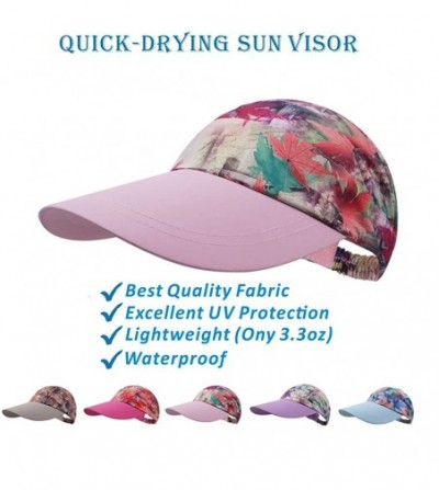 Baseball Caps Women's Visor Big Brim Quick Dry Open Top Hat UPF 50+ - Pink - CM18G26E0E4
