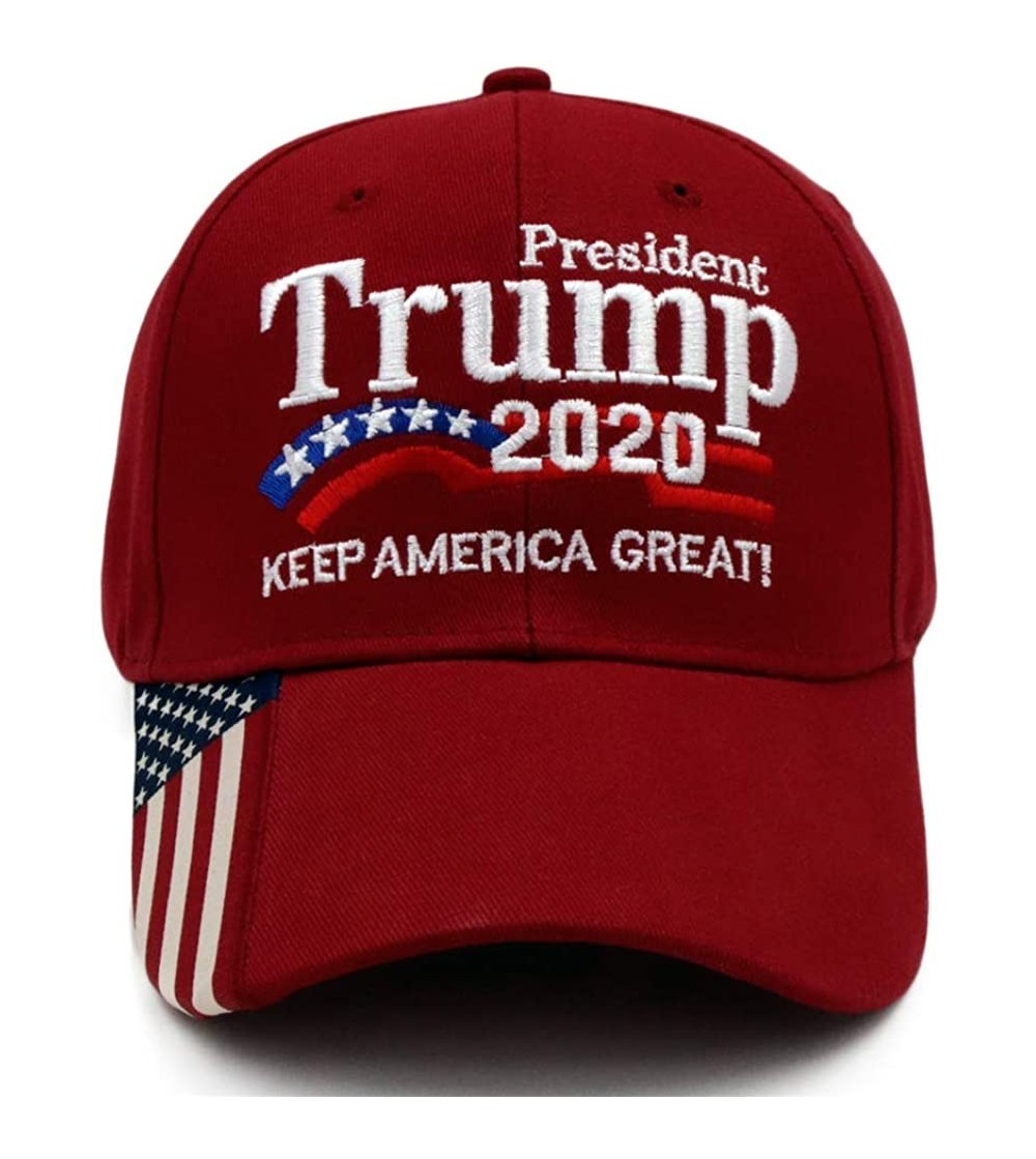 Baseball Caps Keep America Great Hat Donald Trump President 2020 Slogan with USA Flag Cap Adjustable Baseball Cap - CU193MQH2WG