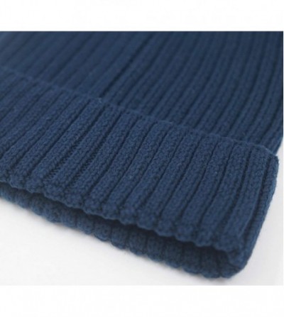 Skullies & Beanies Mens Womens Daily Beanie Hat Rib Knitted Cotton Winter Caps - Navy Blue - C31925GOOUR