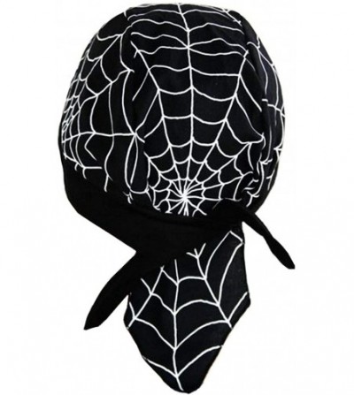 Skullies & Beanies Skull Cap Biker Caps Headwraps Doo Rags - White Spider Webs - CD12ELHNI3P