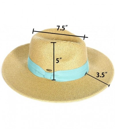 Sun Hats Beach Sun Hats for Women Large Sized Paper Straw Wide Brim Summer Panama Fedora - Sun Protection - CA18DANKU9O